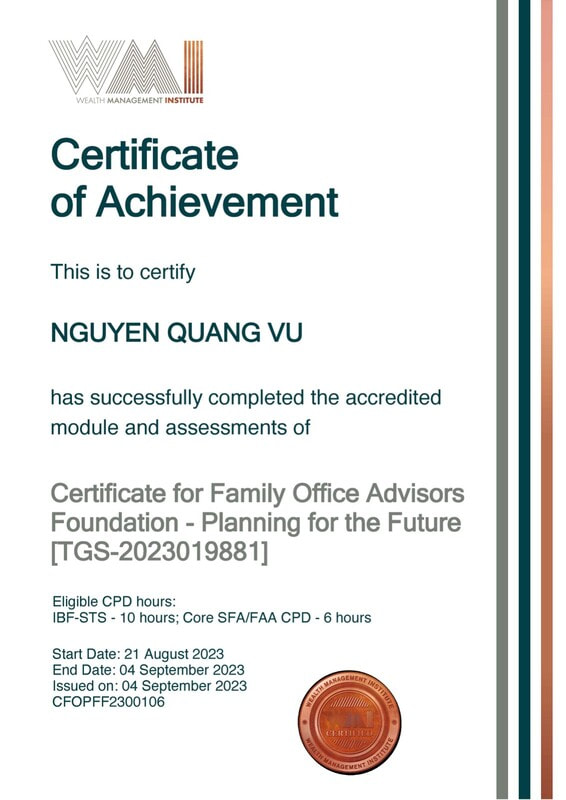 Planning for the Future certificate